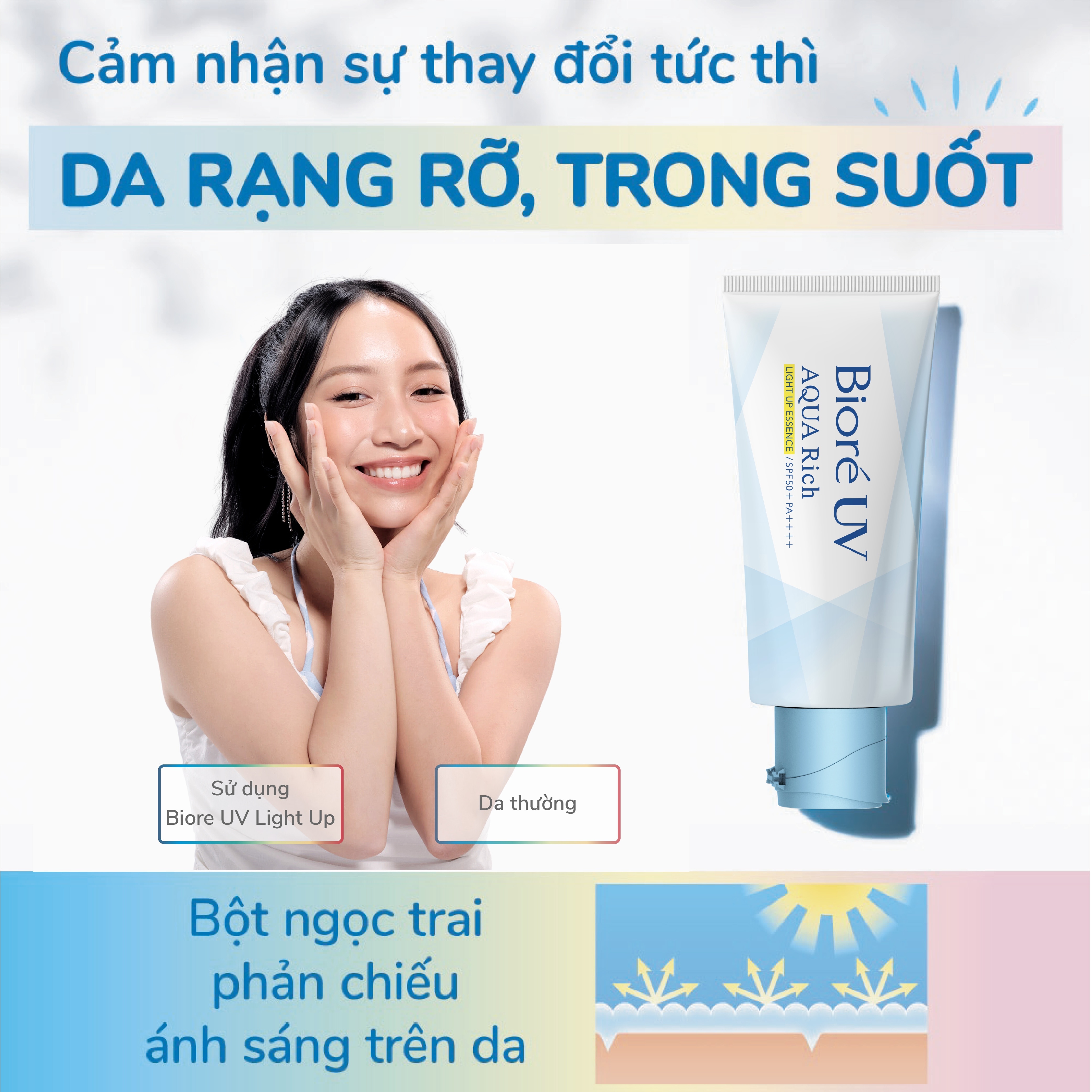 Tinh Chất Chống Nắng Biore UV Aqua Rich Light Up Essence Sáng Rạng Rỡ Mặt&Toàn Thân SPF50+PA++++ 70g