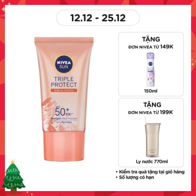 NIVEA Kem Chống Nắng Nivea Himalayan Salt Acne Oil Control Dưỡng Da Kiểm Soát Nhờn SPF50+ PA+++ 40ml