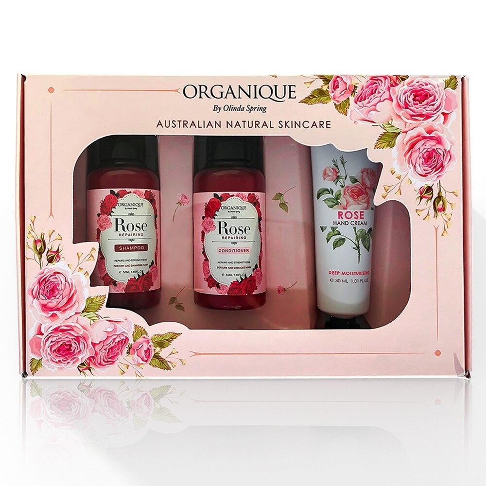 Bộ Quà Tặng Organique Rose Hương Hoa Hồng (Dầu Gội 50ml + Dầu Xả 50ml + Kem Dưỡng Tay 30ml)