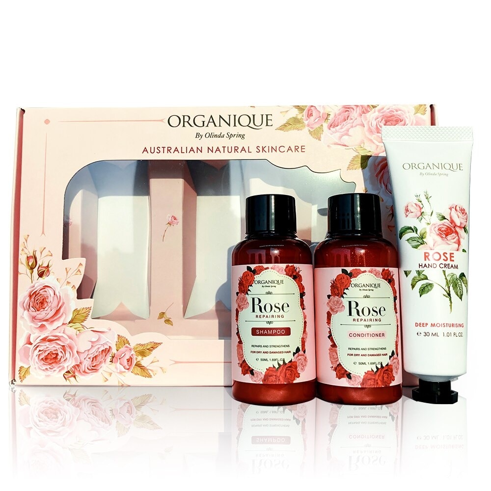 Bộ Quà Tặng Organique Rose Hương Hoa Hồng (Dầu Gội 50ml + Dầu Xả 50ml + Kem Dưỡng Tay 30ml)