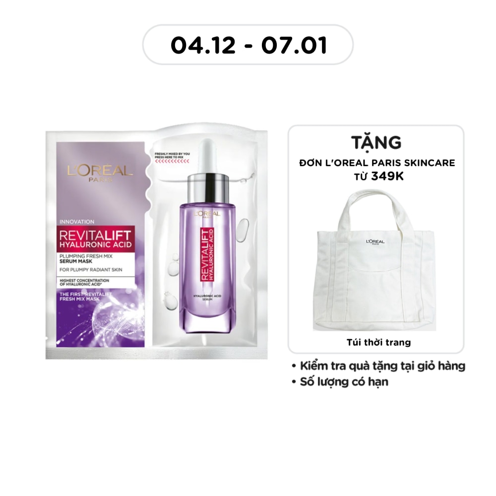 Mặt Nạ L'Oreal Paris Revitalift Hyaluronic Plumping Fresh Mix Serum Mask Dưỡng Chất Căng Mướt Da 33g