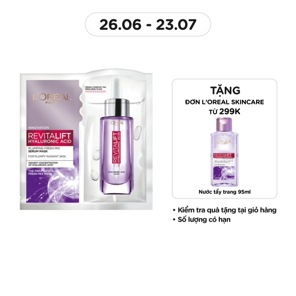 Mặt Nạ L'Oreal Paris Revitalift Hyaluronic Plumping Fresh Mix Serum Mask Dưỡng Chất Căng Mướt Da 33g