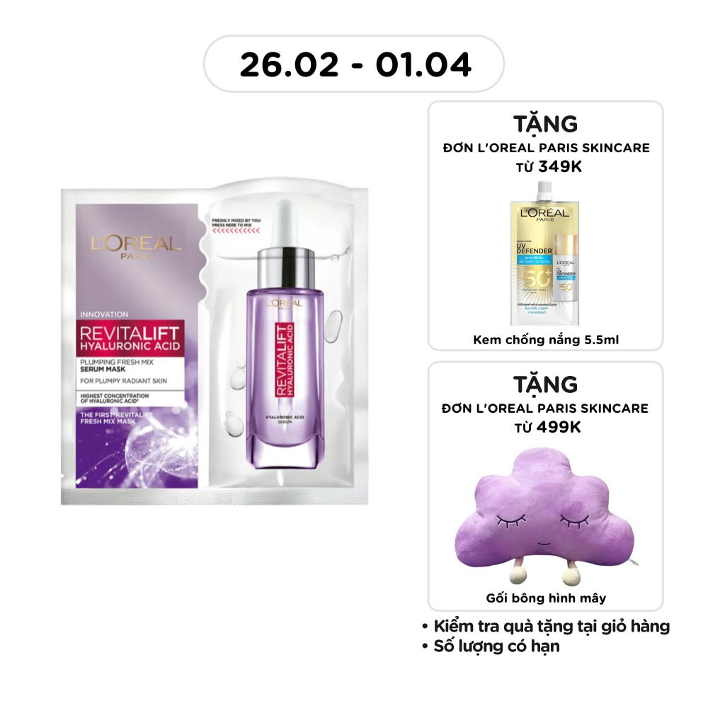Mặt Nạ L'Oreal Paris Revitalift Hyaluronic Plumping Fresh Mix Serum Mask Dưỡng Chất Căng Mướt Da 33g