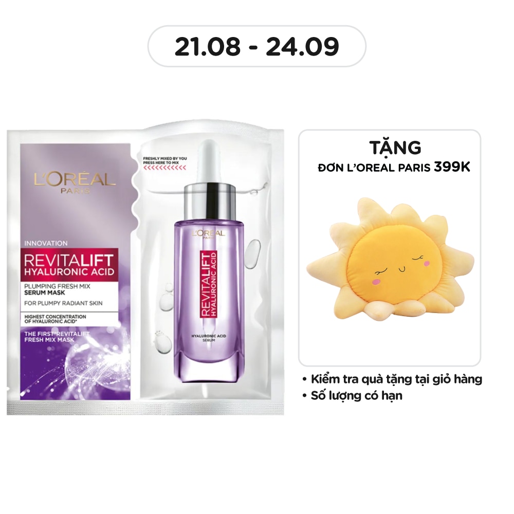 Mặt Nạ L'Oreal Paris Revitalift Hyaluronic Plumping Fresh Mix Serum Mask Dưỡng Chất Căng Mướt Da 33g