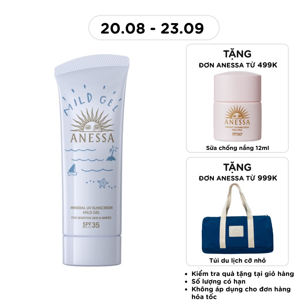Gel Chống Nắng Anessa Moisture UV Sunscreen Mild Dịu Nhẹ Cho Da Nhạy Cảm & Trẻ Em SPF35 PA+++ 90g image