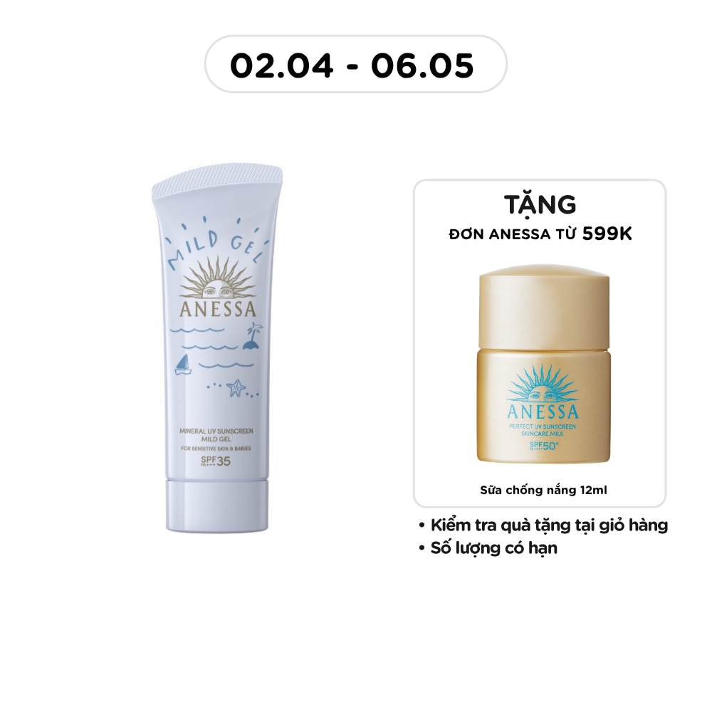 Gel Chống Nắng Anessa Moisture UV Sunscreen Mild Dịu Nhẹ Cho Da Nhạy Cảm & Trẻ Em SPF35 PA+++ 90g