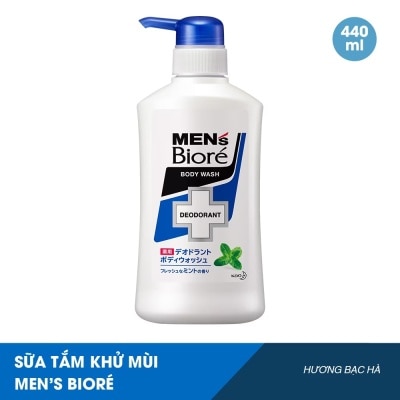 BIORE Sữa Tắm Khử Mùi Men's Biore Body Wash Deodorant Mint Bạc Hà Mát Lạnh 440ml