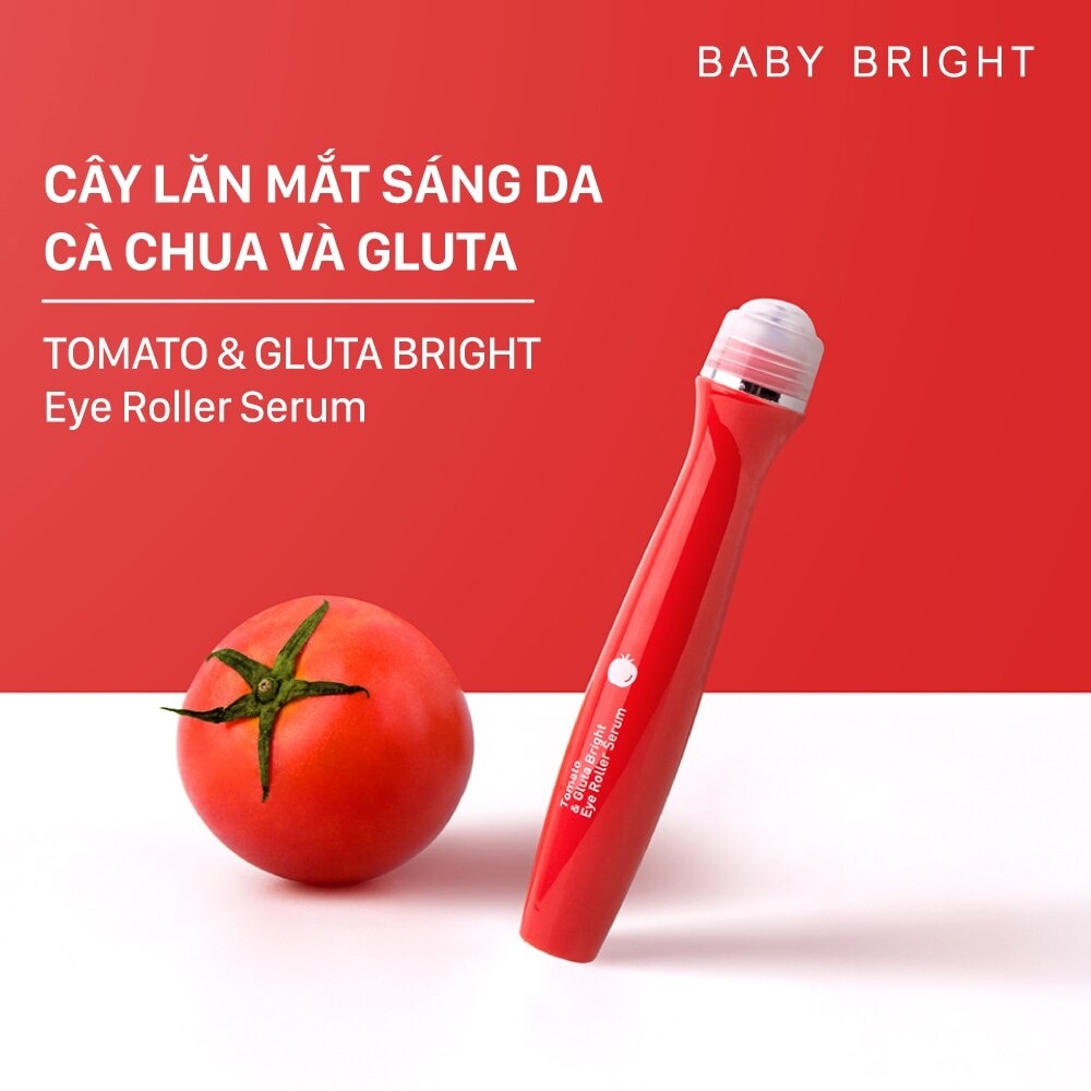 Cây Lăn Mắt Baby Bright Tomato & Gluta Bright Eye Roller Serum Làm Sáng Da Chiết Xuất Cà Chua 15ml