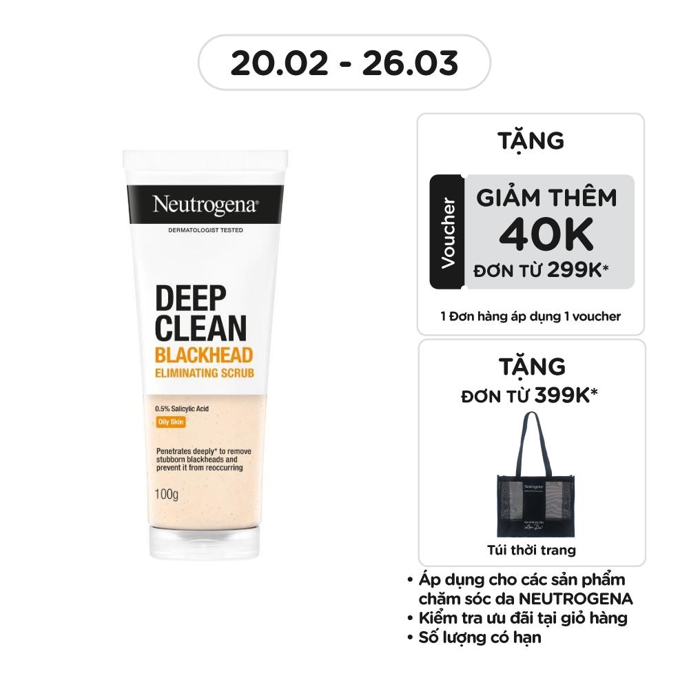 Sữa Rửa Mặt Neutrogena Blackhead Eliminating Daily Scrub Giảm Và Ngăn Ngừa Mụn Đầu Đen 100g