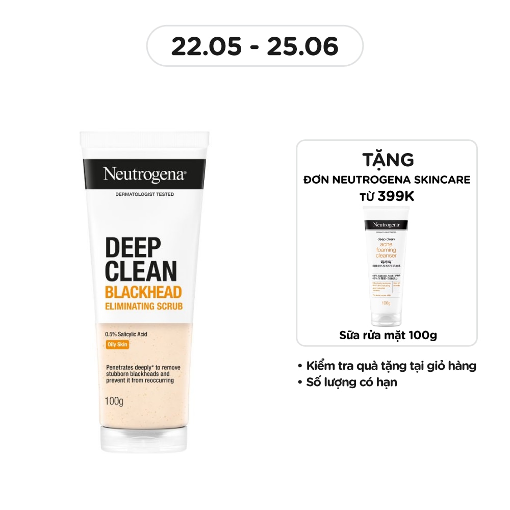 Sữa Rửa Mặt Neutrogena Blackhead Eliminating Daily Scrub Giảm Và Ngăn Ngừa Mụn Đầu Đen 100g