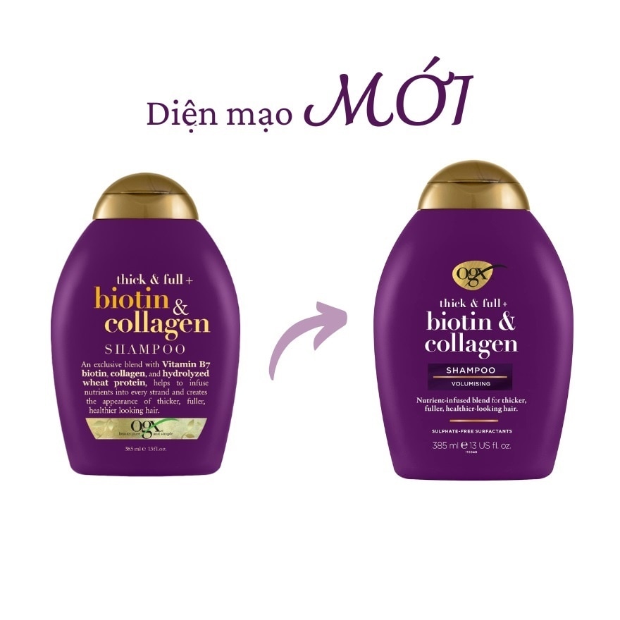 Dầu Gội OGX Thick & Full Bổ Sung Biotin Collagen Cho Tóc 385ml