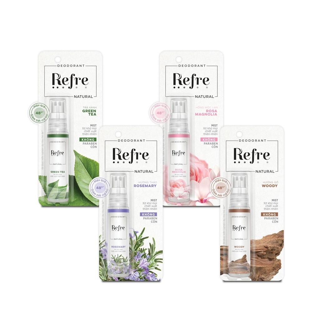 Xịt Khử Mùi Refre Natural Chiết Xuất Thiên Nhiên - Hồng Mộc Lan Rosa Magnolia 30ml