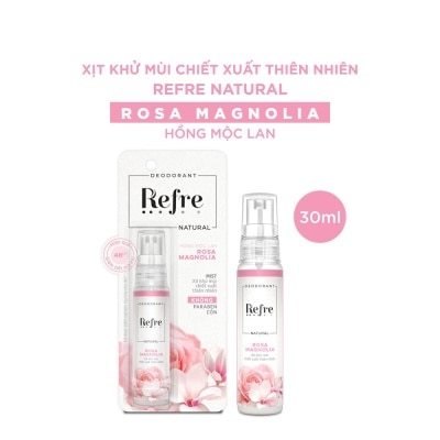 REFRE Xịt Khử Mùi Refre Natural Chiết Xuất Thiên Nhiên - Hồng Mộc Lan Rosa Magnolia 30ml