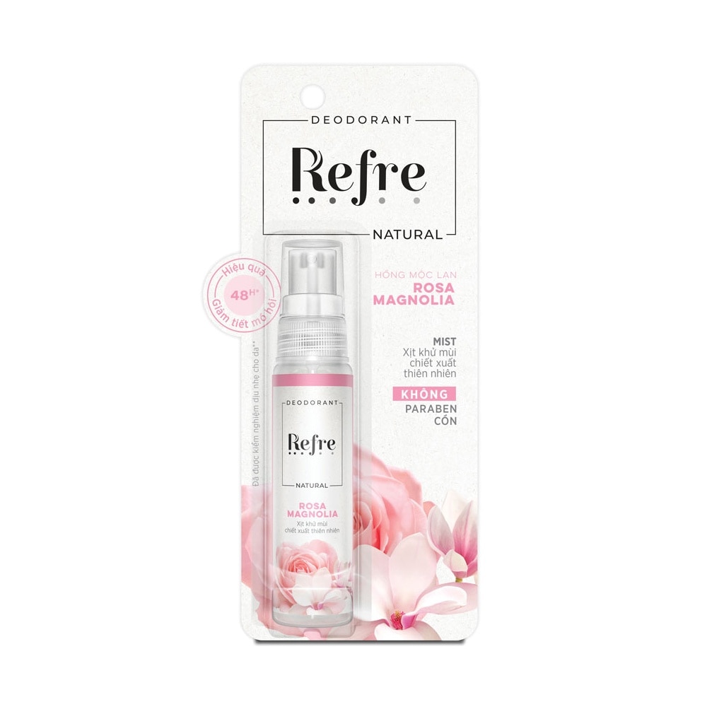 Xịt Khử Mùi Refre Natural Chiết Xuất Thiên Nhiên - Hồng Mộc Lan Rosa Magnolia 30ml