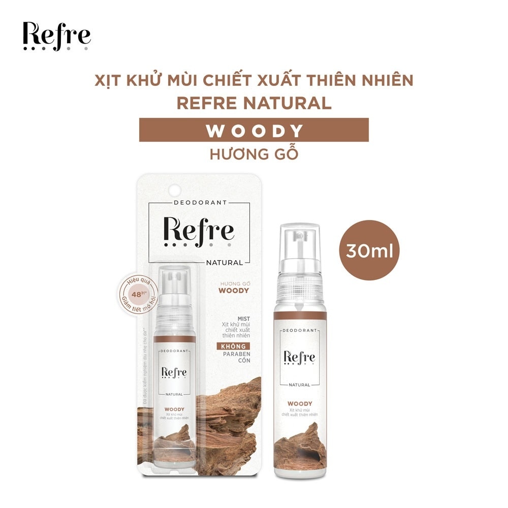 Xịt Khử Mùi Refre Natural Chiết Xuất Thiên Nhiên Hương Gỗ Woody 30ml image
