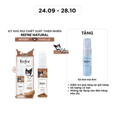 REFRE Xịt Khử Mùi Refre Natural Chiết Xuất Thiên Nhiên Hương Gỗ Woody 30ml image