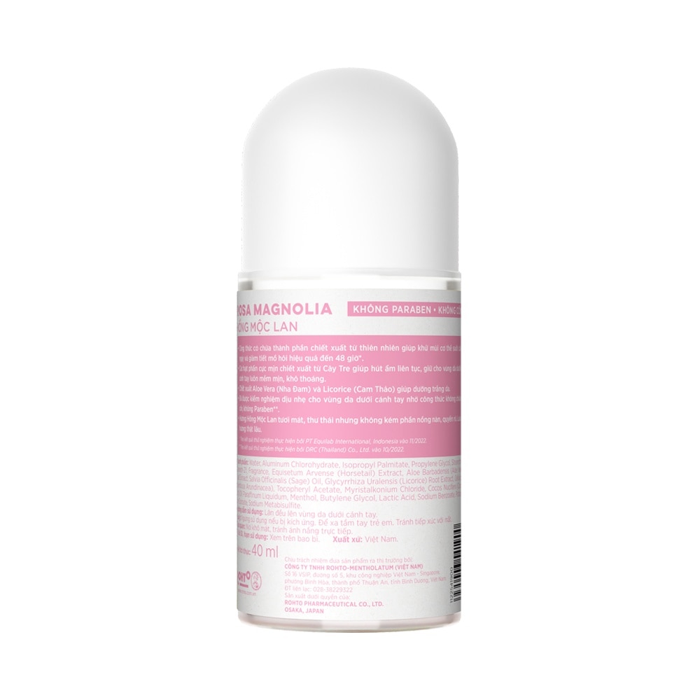 Lăn Khử Mùi Refre Natural Chiết Xuất Thiên Nhiên - Hồng Mộc Lan Rosa Magnolia 40ml
