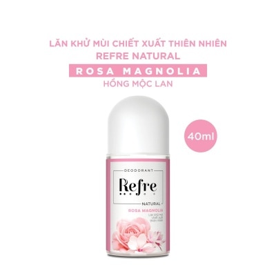 REFRE - Lăn Khử Mùi Refre Natural Chiết Xuất Thiên Nhiên - Hồng Mộc Lan Rosa Magnolia 40ml