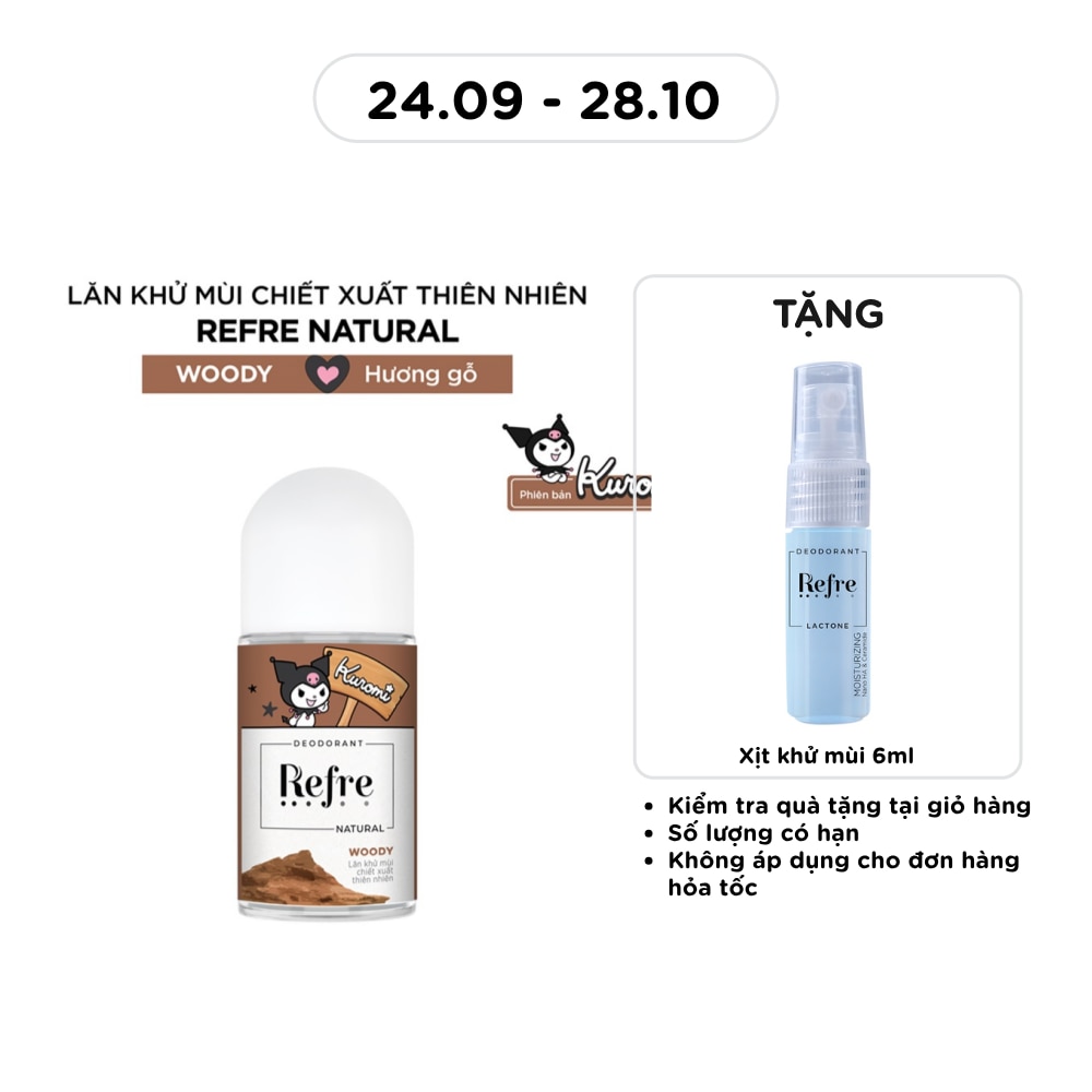Lăn Khử Mùi Refre Natural Chiết Xuất Thiên Nhiên Hương Gỗ Woody 40ml image