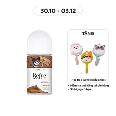 REFRE Lăn Khử Mùi Refre Natural Chiết Xuất Thiên Nhiên - Hương Gỗ Woody 40ml
