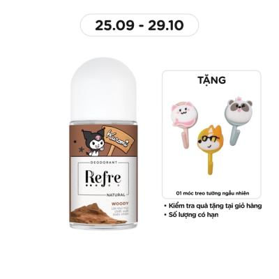 REFRE Lăn Khử Mùi Refre Natural Chiết Xuất Thiên Nhiên - Hương Gỗ Woody 40ml
