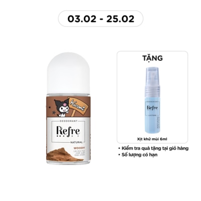 REFRE Lăn Khử Mùi Refre Natural Chiết Xuất Thiên Nhiên - Hương Gỗ Woody 40ml