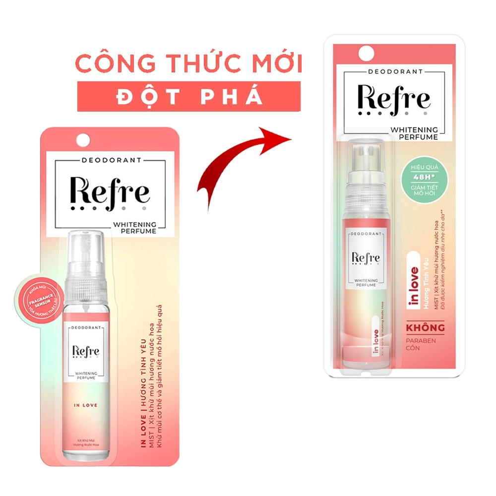 Xịt Khử Mùi Refre Whitening Perfume Nước Hoa - Hương Tình Yêu In Love 30ml