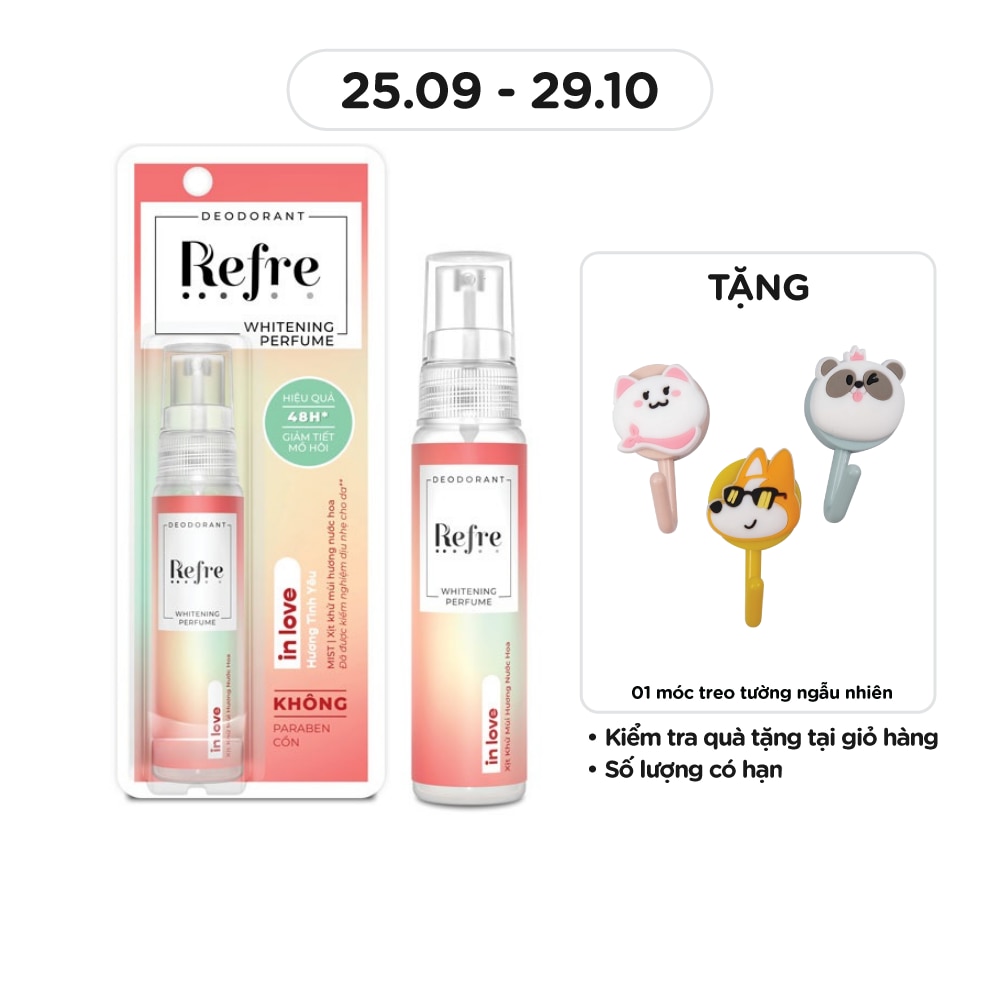 Xịt Khử Mùi Refre Whitening Perfume Nước Hoa - Hương Tình Yêu In Love 30ml