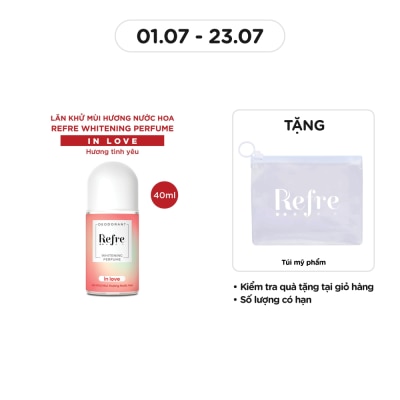 REFRE Lăn Khử Mùi Refre Whitening Perfume Nước Hoa - Hương Tình Yêu In Love 40ml