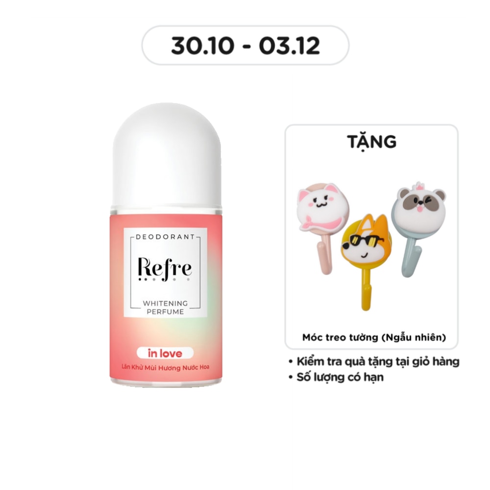 Lăn Khử Mùi Refre Whitening Perfume Nước Hoa - Hương Tình Yêu In Love 40ml