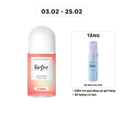 REFRE Lăn Khử Mùi Refre Whitening Perfume Nước Hoa - Hương Tình Yêu In Love 40ml