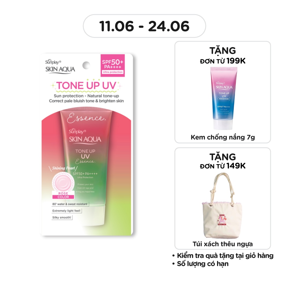 Skin Aqua Tone Up UV Essence Happiness Aura Rose Color SPF50+ PA++++ 50g