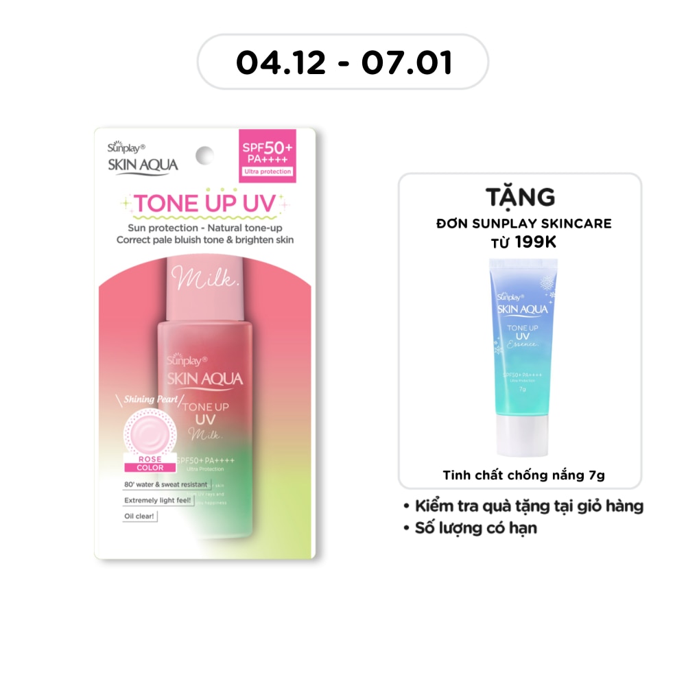Sữa Chống Nắng Sunplay Skin Aqua Tone Up UV Milk Happiness Aura Hiệu Chỉnh Sắc Da SPF50+ PA++++ 50g