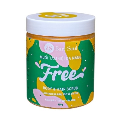 BARESOUL Muối Tắm Gội BareSoul Free Body & Hair Scrub Tẩy Tế Bào Da Đa Năng Cho Tóc Và Cơ Thể 330g