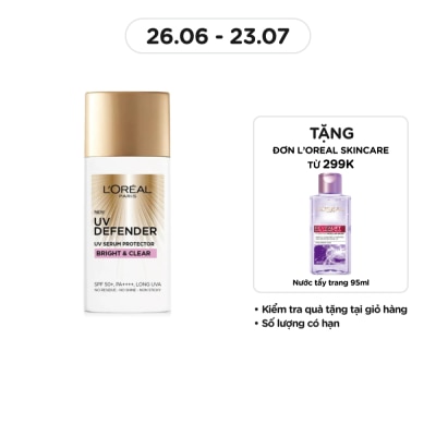 L'OREAL PARIS Kem Chống Nắng L’Oréal Paris UV Defender SPF50+ PA++++ Bright & Clear Nâng Tông Giảm Thâm 50ml