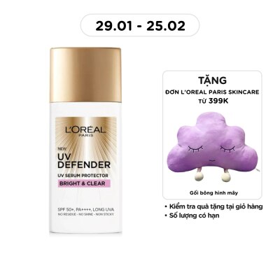 L'OREAL PARIS Kem Chống Nắng L’Oréal Paris UV Defender SPF50+ PA++++ Bright & Clear Nâng Tông Giảm Thâm 50ml