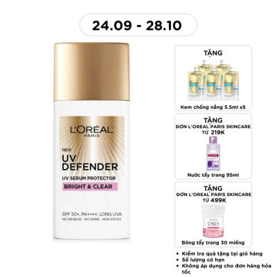 L'OREAL PARIS Kem Chống Nắng L’Oréal Paris UV Defender SPF50+ PA++++ Bright & Clear Nâng Tông Giảm Thâm 50ml image