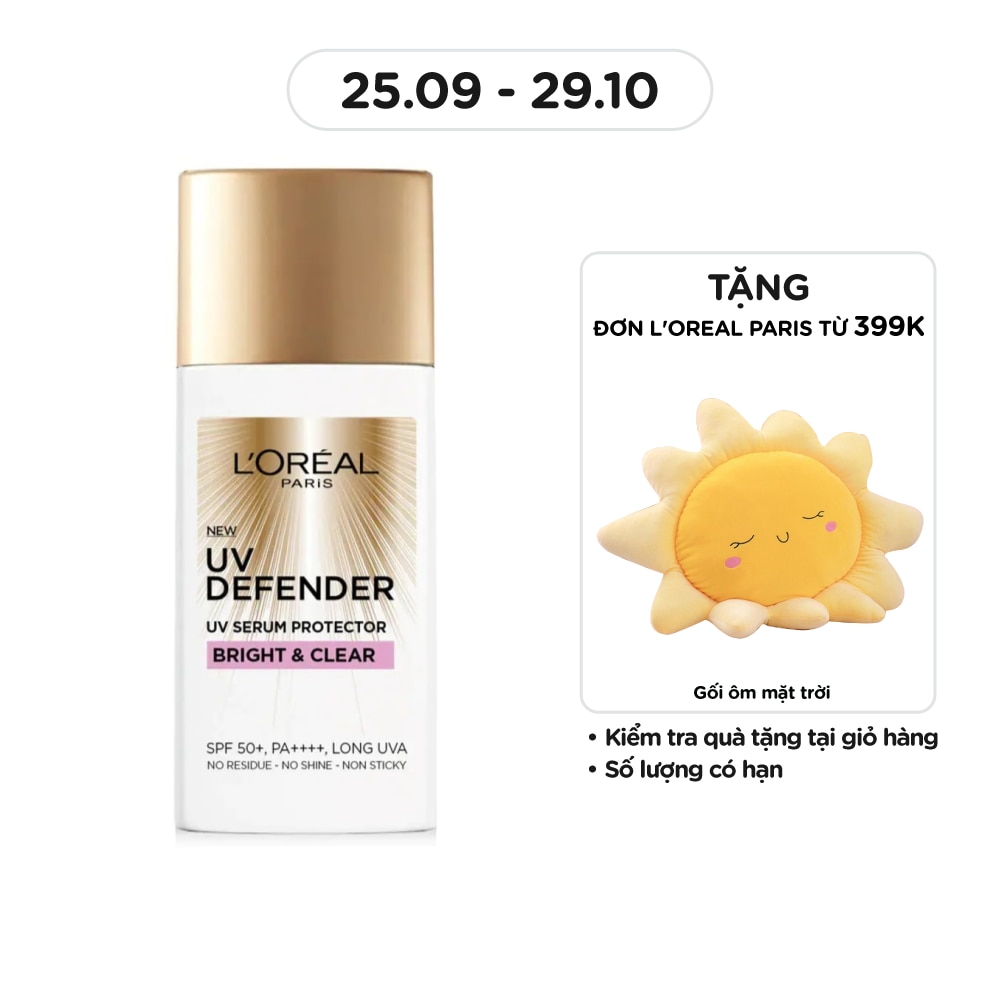 Kem Chống Nắng L’Oréal Paris UV Defender SPF50+ PA++++ Bright & Clear Nâng Tông Giảm Thâm 50ml