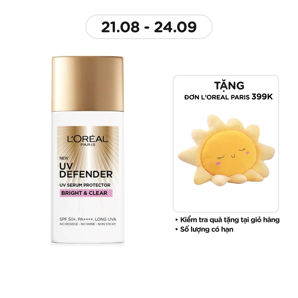 Kem Chống Nắng L’Oréal Paris UV Defender SPF50+ PA++++ Bright & Clear Nâng Tông Giảm Thâm 50ml