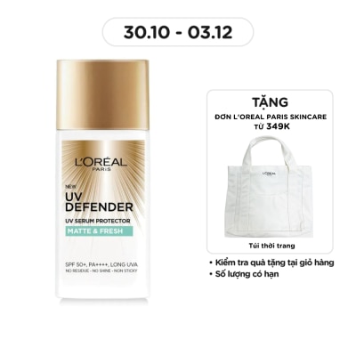L'OREAL PARIS Kem Chống Nắng L’Oréal Paris UV Defender SPF50+ PA++++ Matte & Fresh Kiềm Dầu Thoáng Mịn 50ml
