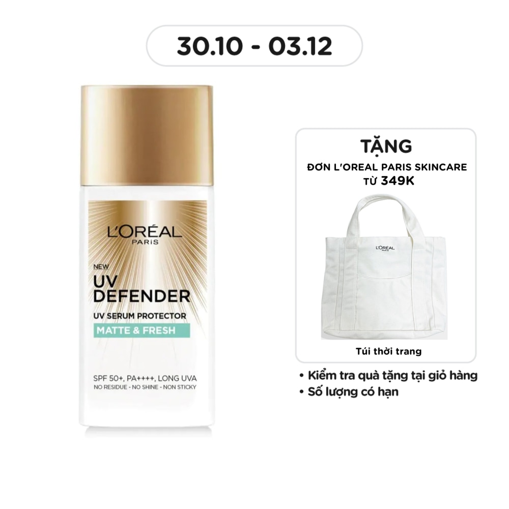 Kem Chống Nắng L’Oréal Paris UV Defender SPF50+ PA++++ Matte & Fresh Kiềm Dầu Thoáng Mịn 50ml