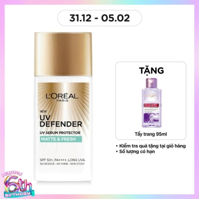 L'OREAL PARIS Kem Chống Nắng L’Oréal Paris UV Defender SPF50+ PA++++ Matte & Fresh Kiềm Dầu Thoáng Mịn 50ml