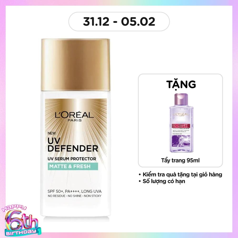 Kem Chống Nắng L’Oréal Paris UV Defender SPF50+ PA++++ Matte & Fresh Kiềm Dầu Thoáng Mịn 50ml