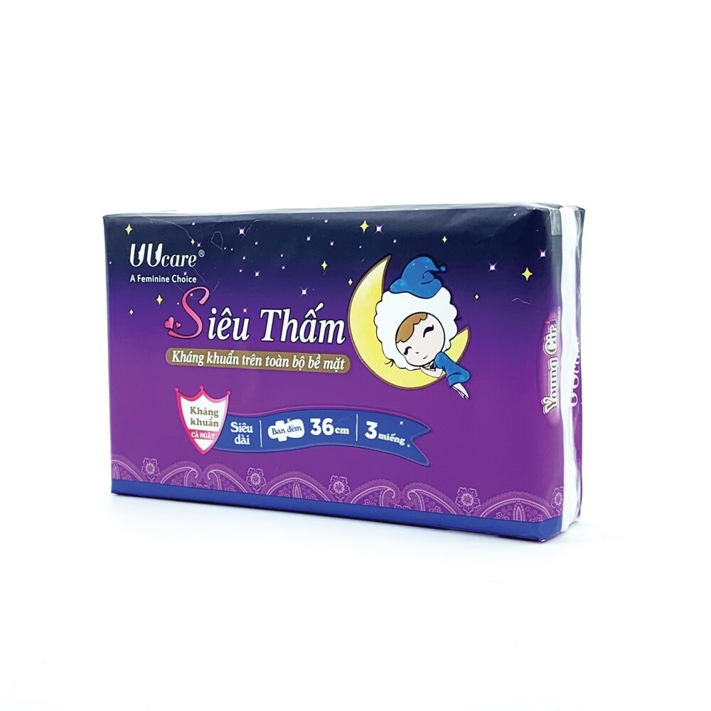 Sanitary Napkin Young Girl Anti Bacterial & Super Absorbent - Night Pad 36cm 3 Pieces