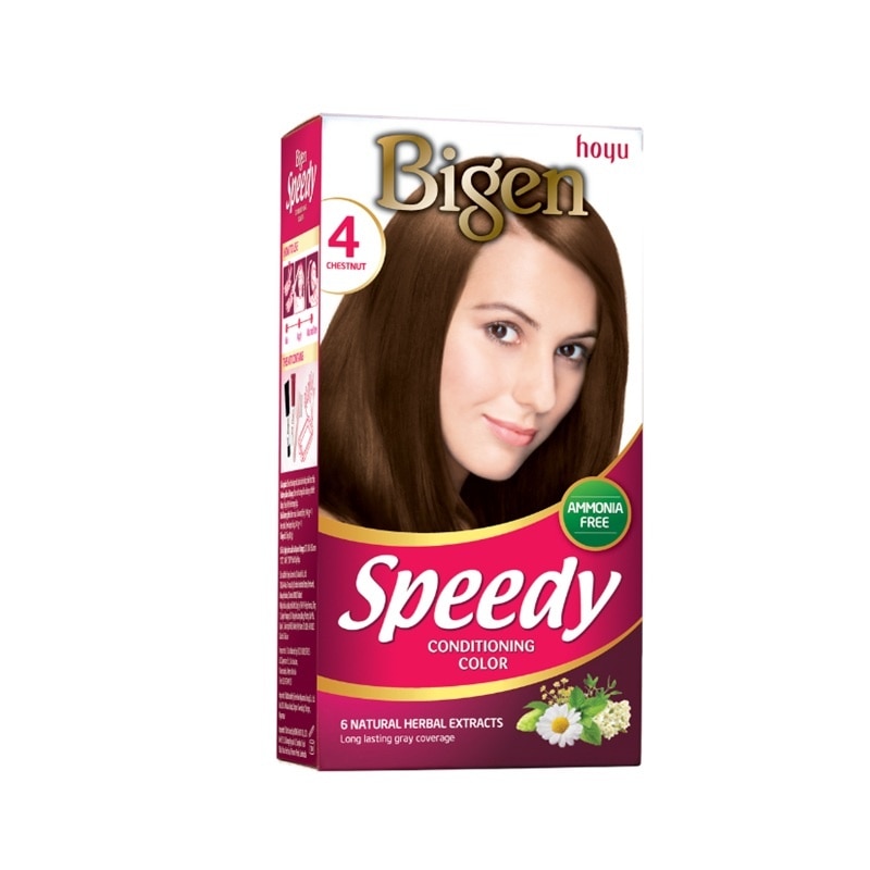 Kem Nhuộm Tóc Phủ Bạc Bigen Speedy Conditioning Color 40g + 40g .#4 Nâu Hạt Dẻ