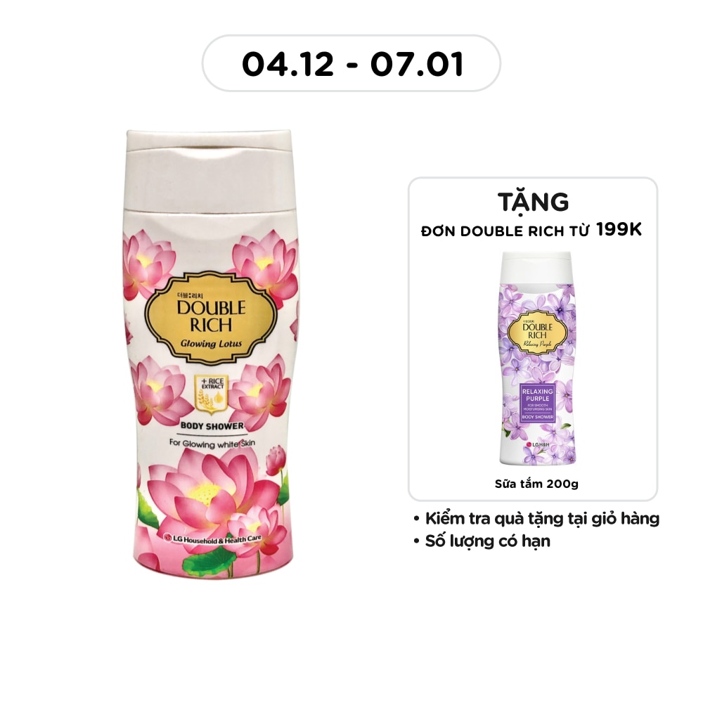 Sữa Tắm Double Rich Glowing Lotus Chiết Xuất Hoa Sen & Tinh Chất Gạo 200g