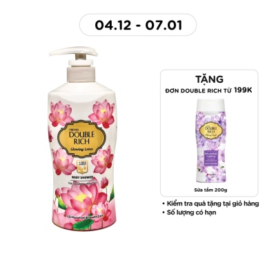 DOUBLE RICH Sữa Tắm Double Rich Glowing Lotus Chiết Xuất Hoa Sen & Tinh Chất Gạo 550g