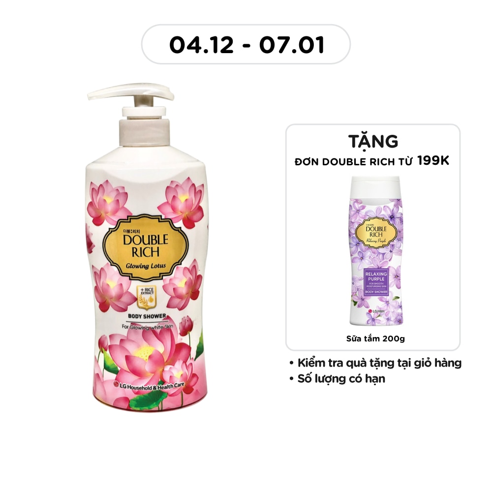 Sữa Tắm Double Rich Glowing Lotus Chiết Xuất Hoa Sen & Tinh Chất Gạo 550g
