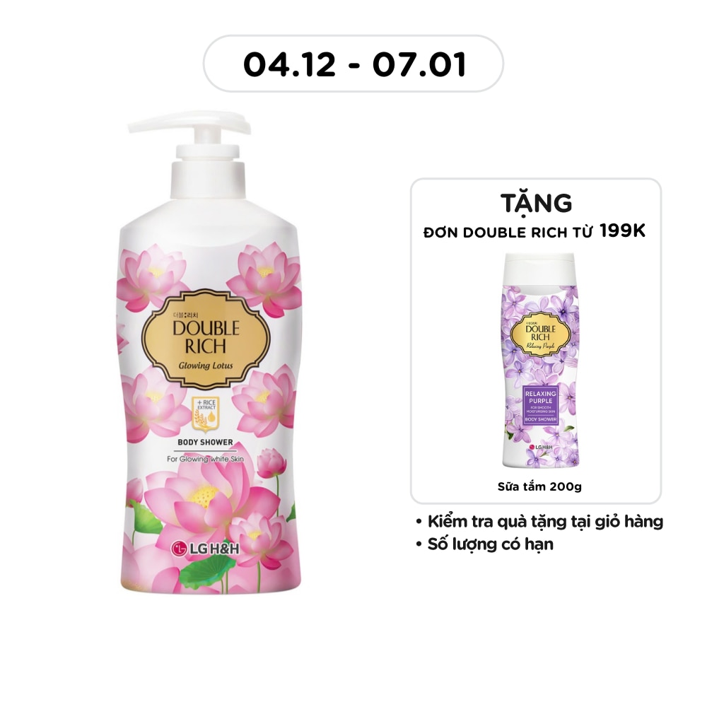 Sữa Tắm Double Rich Glowing Lotus Chiết Xuất Hoa Sen & Tinh Chất Gạo 800g