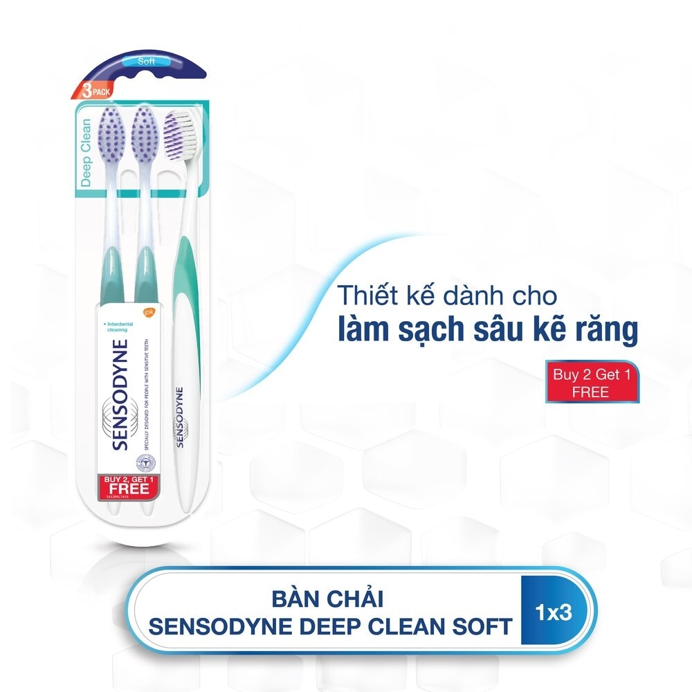 Bàn Chải Đánh Răng Sensodyne Deep Clean Lông Mềm Dành Cho Răng Nhạy Cảm 3 Cây